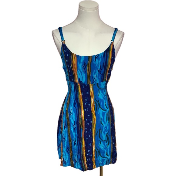 Vintage Dresses & Skirts - VTG Tropical mini dress S